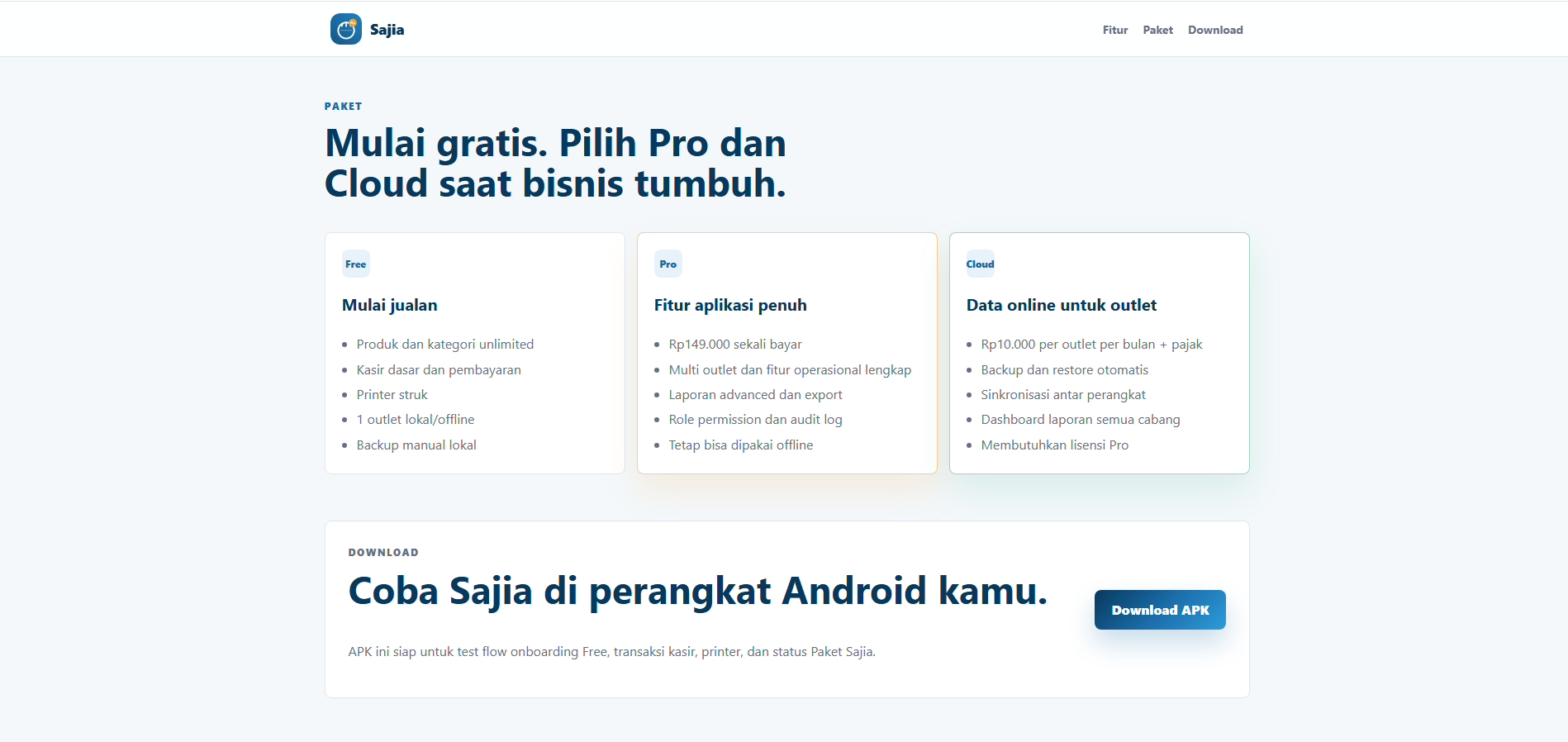 Paket dan download aplikasi Kasata POS
